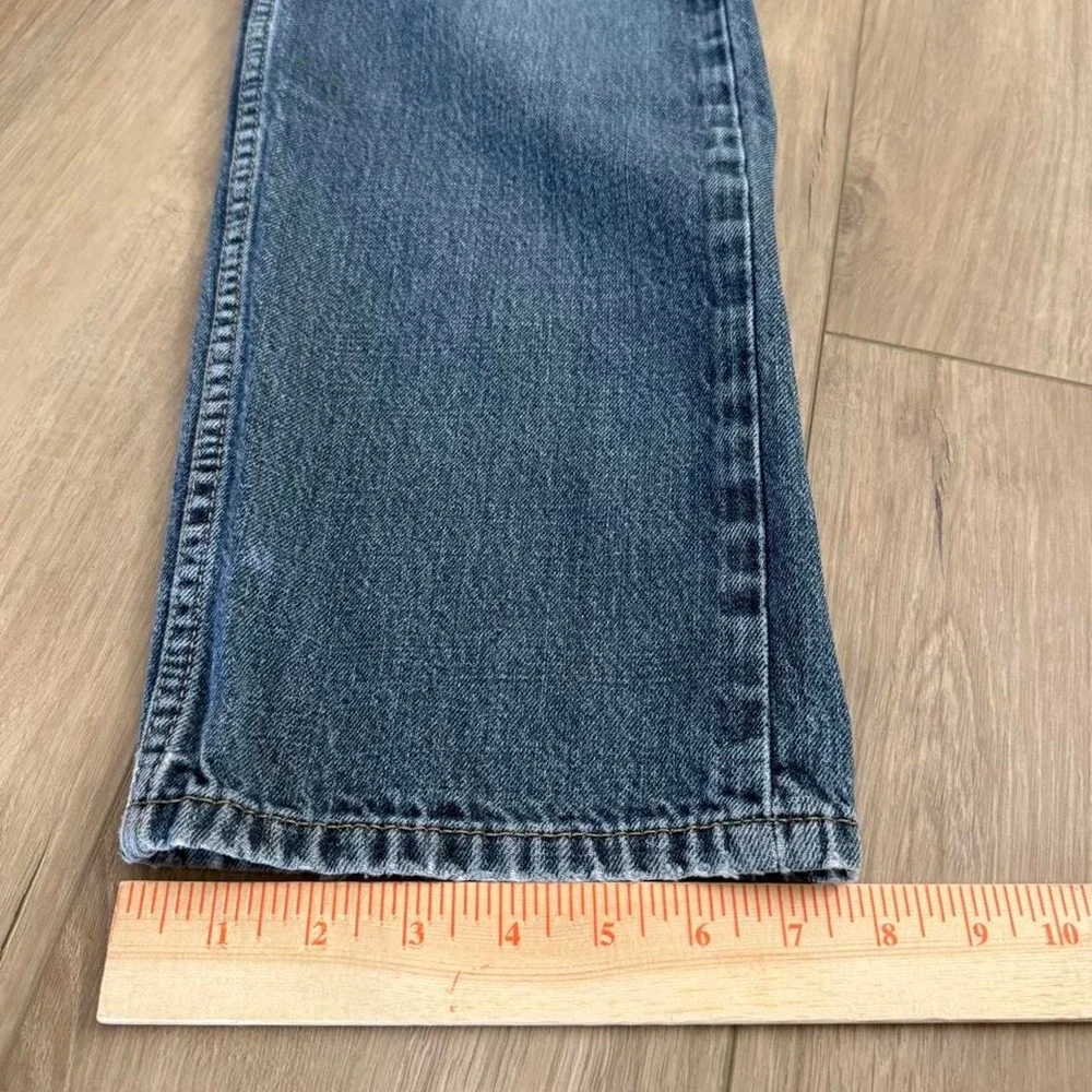 Levis 505 Regular Fit Medium Wash Blue Denim Jeans 36x32 Distressed 0791